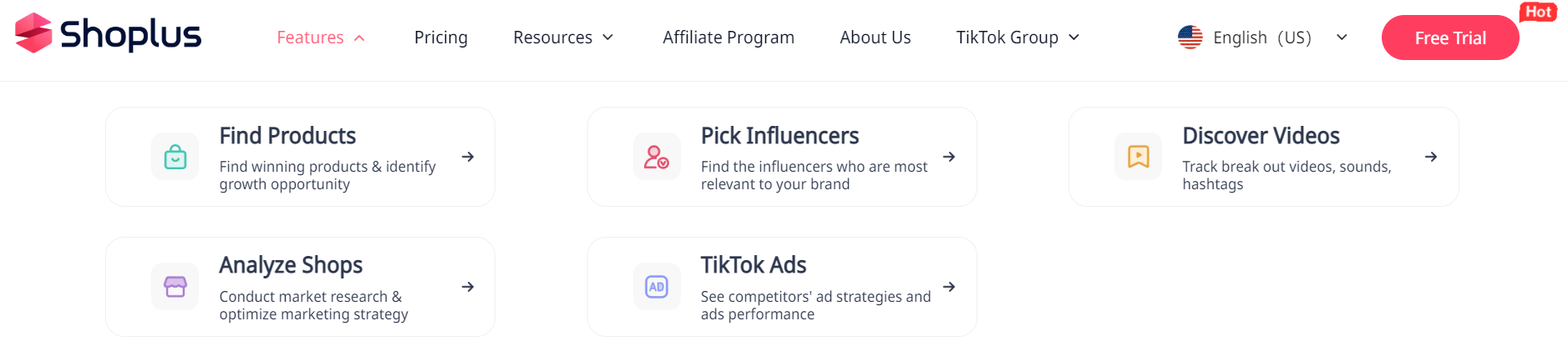 Shoplus feature TikTok analytics tool